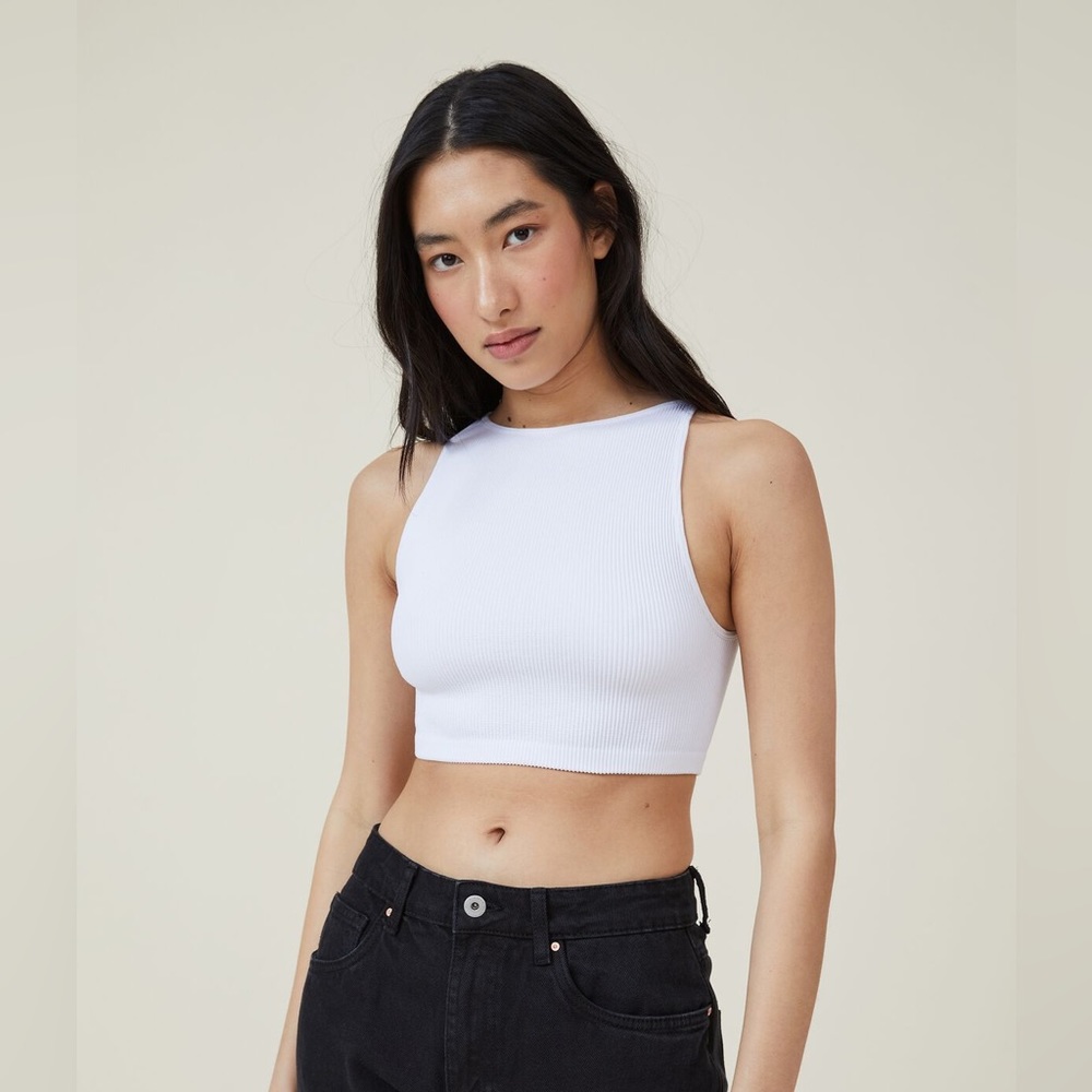 White Cotton On High Neck Tank top - M/L